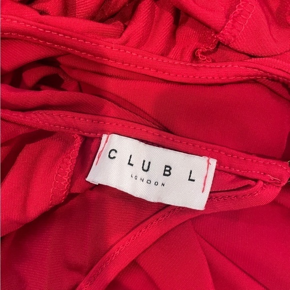 Club London Red Long Sleeve Backless Fishtail Train Maxi Dress - Picture 10 of 12